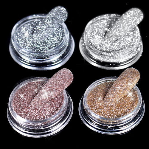 Allstarry 4 Colors Diamond Nail Glitter Reflective Powder Pigment
