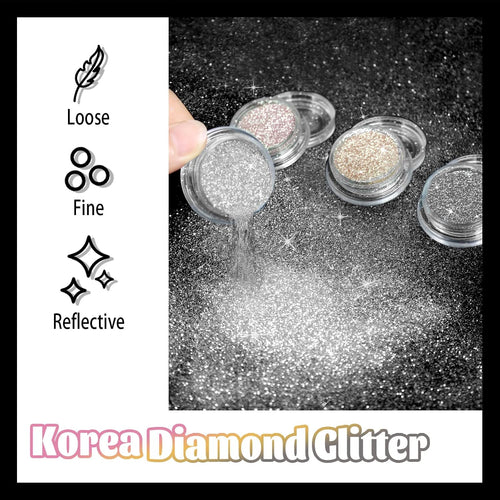 Allstarry 4 Colors Diamond Nail Glitter Reflective Powder Pigment